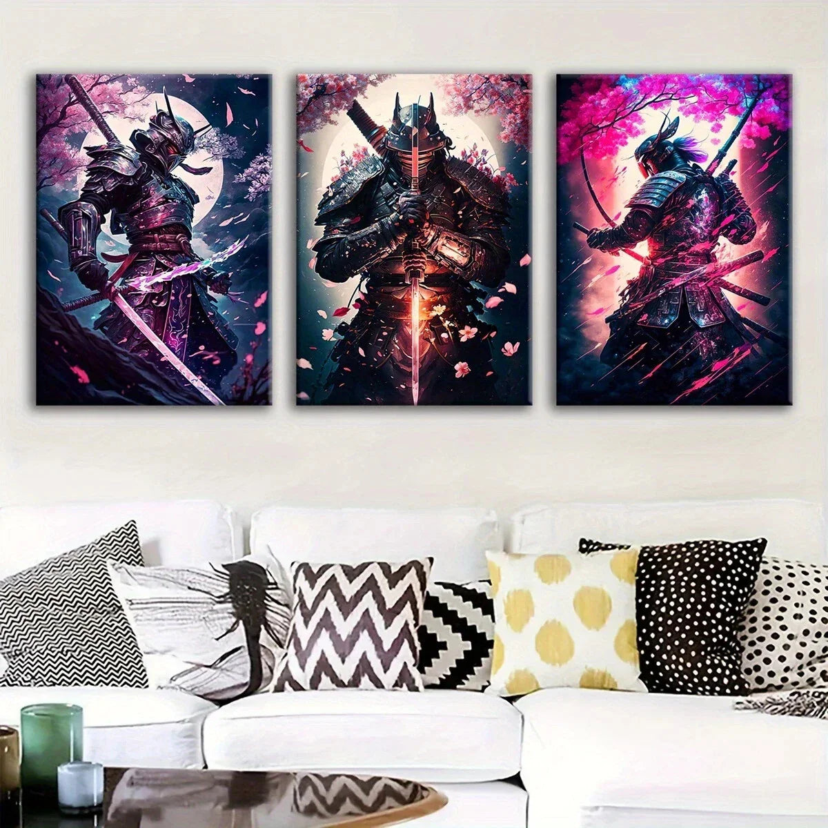 3pcs Sword Warrior Modern Fantasy Metal Print Ready to Hang Art