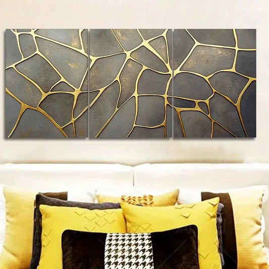 3pcs Complex geometric pattern Painting Wall Art Set Canvas Framed 40x60cm - High Quality Print 100% Australian Made Wall Canvas Ready to Hang