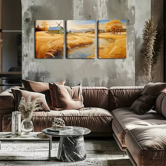 3pcs Laid-Back Country Scenery Wall Art Set Canvas Framed 40x60cm - High Quality Print 100% Australian Made Wall Canvas Ready to Hang