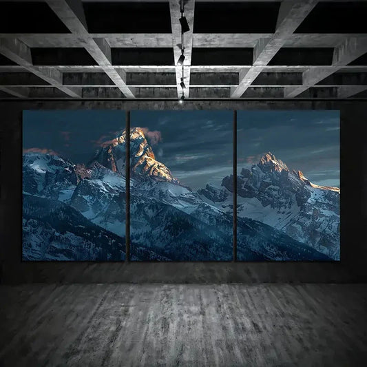 3pcs Winter Big Titon Twin Peak Metal Print Ready to Hang Art