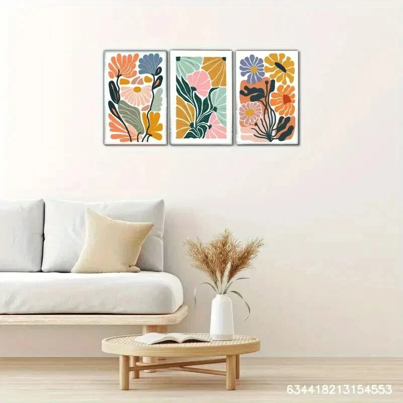 3pcs Flowers Interpretation Flower Decoration Metal Print Ready to Hang Art