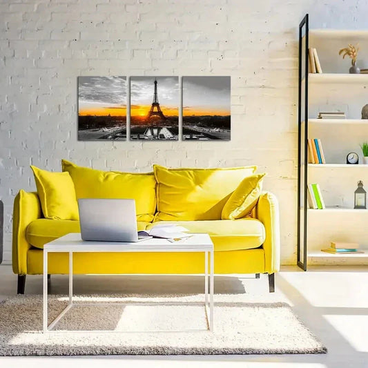 3pcs Black and White Eiffel Tower Metal Print Ready to Hang Art