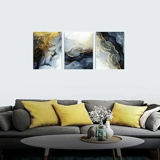 3pcs Abstract Ink Wall Paintings Metal Print Ready to Hang Art