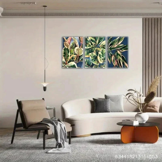 3pcs Leaves Decoration Poster Botanical Art Metal Print Ready to Hang Art