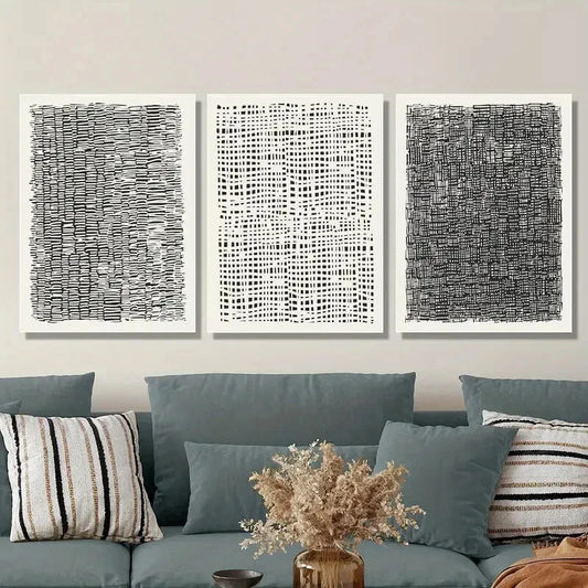 3pcs Featuring Mid-Century Abstract Designs Metal Print Ready to Hang Art