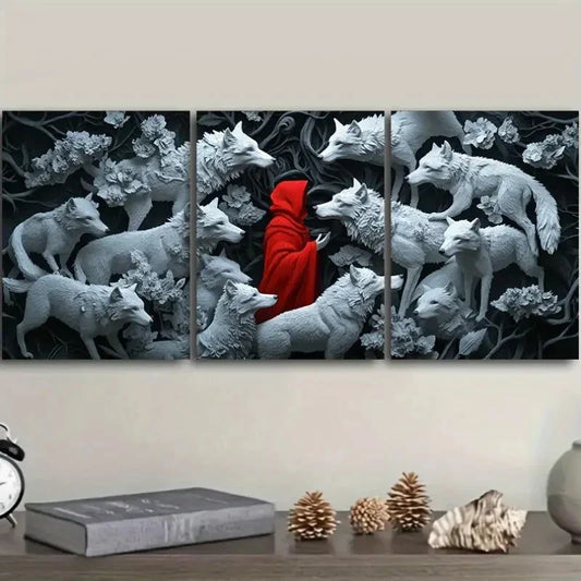 3pcs The Red Lord and the White Wolf Wall Art Set Canvas Framed 40x60cm - High Quality Print 100% Australian Made Wall Canvas Ready to Hang