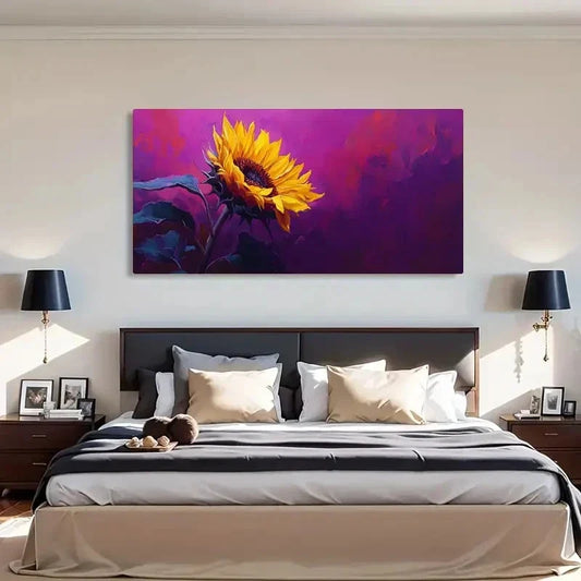Deco Sunflower Modern Floral Wall Art Canvas Office Home Room Framed 120x60cm