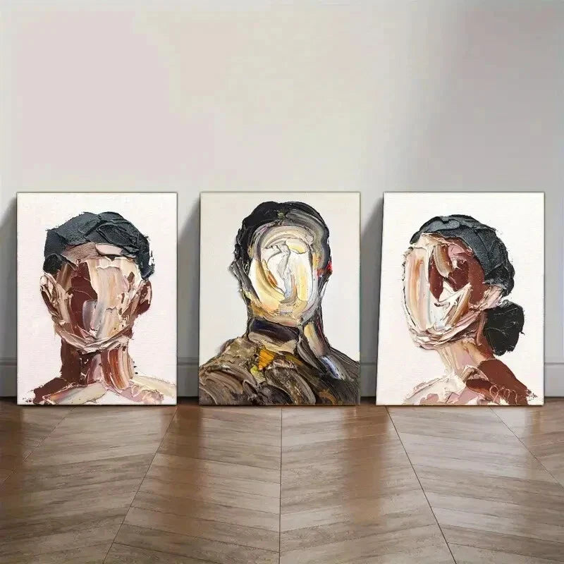 3pcs Feast Abstract Portrait Poster African Metal Print Ready to Hang Art