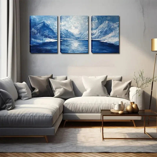 3pcs Immersive, Polar Ice and Snow Wall Art Set Canvas Framed 40x60cm - High Quality Print 100% Australian Made Wall Canvas Ready to Hang