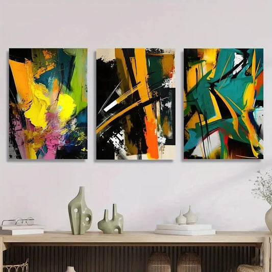 3pcs abstract colorful background Metal Print Ready to Hang Art