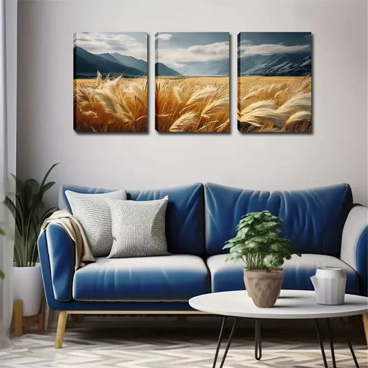 3pcs Good Luck Products, Autumn Weeds Wall Art Set Canvas Framed 40x60cm - High Quality Print 100% Australian Made Wall Canvas Ready to Hang