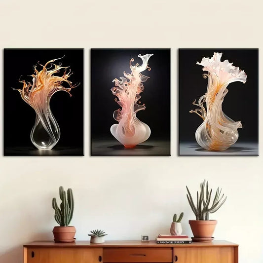 3pcs Simple Style Fashion art glass bottles Wall Art Set Canvas Framed 40x60cm - High Quality Print 100% Australian Made Wall Canvas Ready to Hang