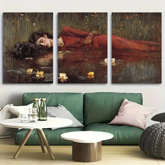 3pcs Echo and Narcissus Painting John William Metal Print Ready to Hang Art