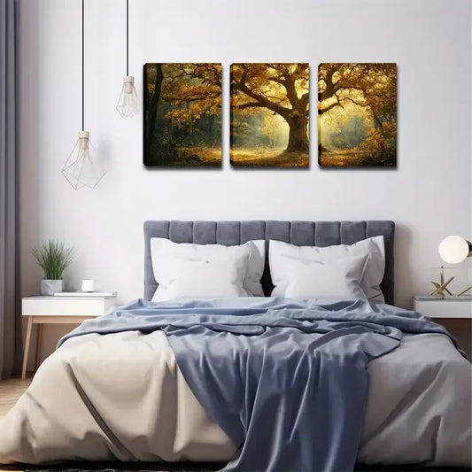 3pcs Magnificent Trees, Romantic Sunshine Wall Art Set Canvas Framed 40x60cm - High Quality Print 100% Australian Made Wall Canvas Ready to Hang