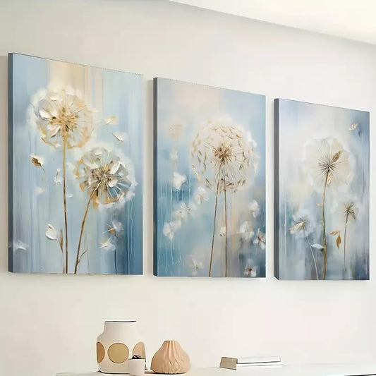 3pcs Beautiful Abstract Stunning Dandelions Wall Art Set Canvas Framed 40x60cm - High Quality Print 100% Australian Made Wall Canvas Ready to Hang