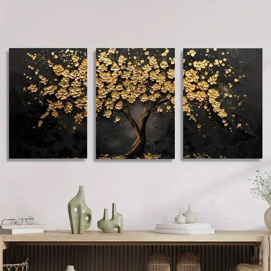 3pcs flower tree oil painting Metal Print Ready to Hang Art