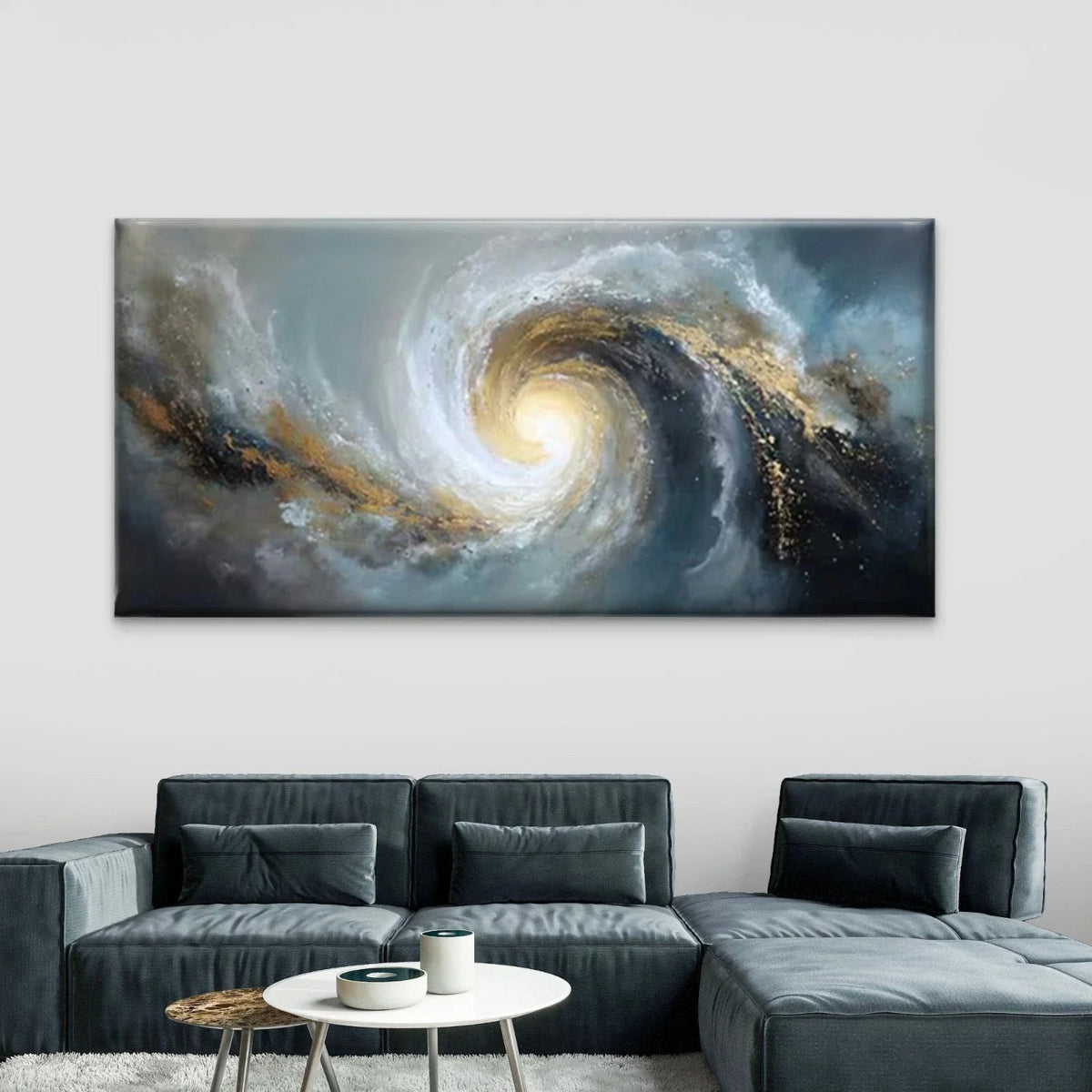 Abstract Spiral Galaxy Wall Art Canvas Office Home Room Framed 80x45cm