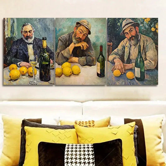 3pcs Drunk man Trio With Lime Wall Art Set Canvas Framed 40x60cm - High Quality Print 100% Australian Made Wall Canvas Ready to Hang