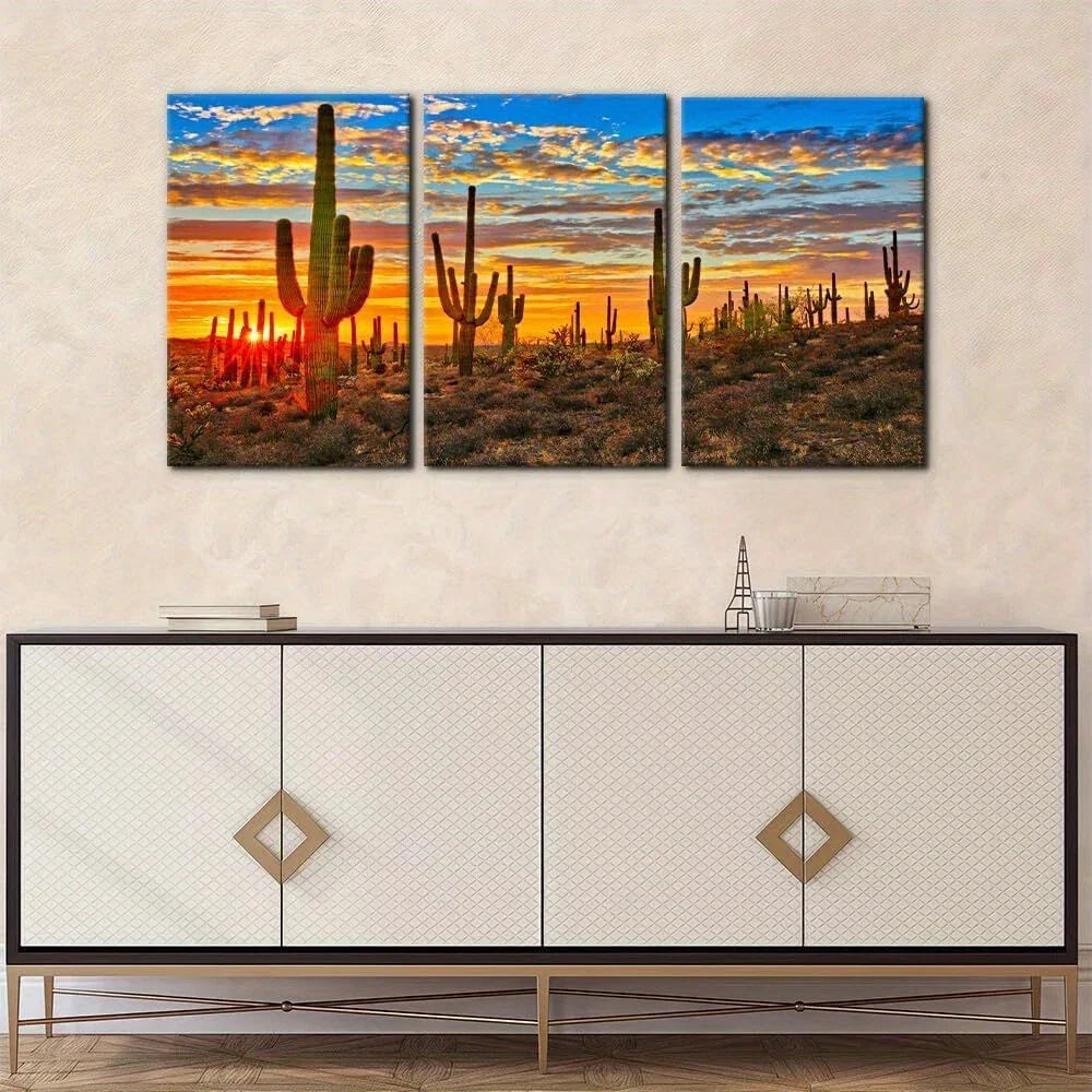 3pcs Wilderness Arizona Sunset Modern Metal Print Ready to Hang Art