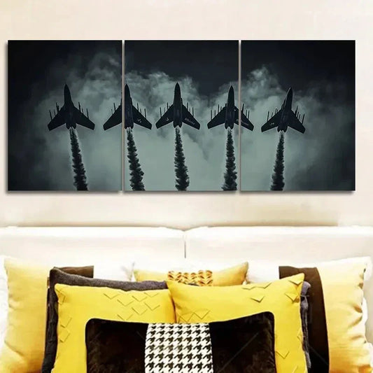 3pcs The jet plane is in the sky Wall Art Set Canvas Framed 40x60cm - High Quality Print 100% Australian Made Wall Canvas Ready to Hang
