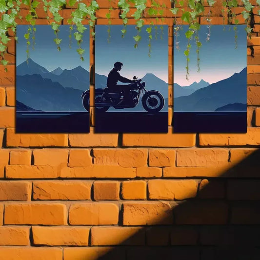 3pcs Vibrant Motorcycle Rider Canvas Framed 40x60cm - High Quality Print 100% Australian Made Wall Canvas Ready to Hang
