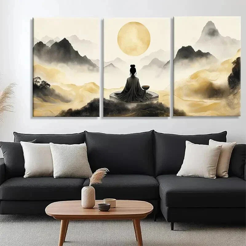 3pcs Tranquil Zen Mountain Landscape Prefect Wall Art Set Canvas Framed 40x60cm - High Quality Print 100% Australian Made Wall Canvas Ready to Hang