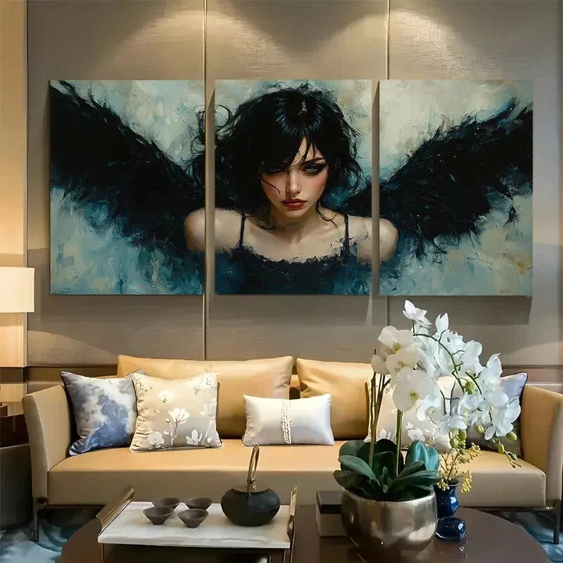 3pcs Dark Goddess Angelic Portrait Metal Print Ready to Hang Art
