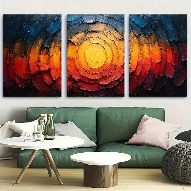 3pcs Tree Rings Gradient Vibrant Colors Metal Print Ready to Hang Art