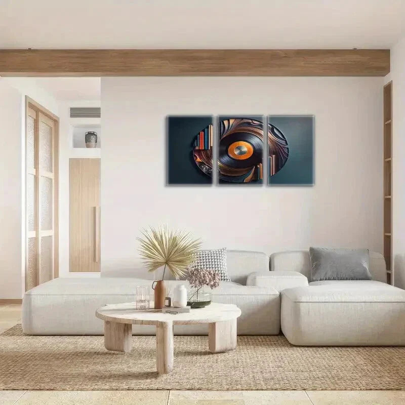 3pcs Enhancements Vinyl Record Abstract Art Style Metal Print Ready to Hang Art