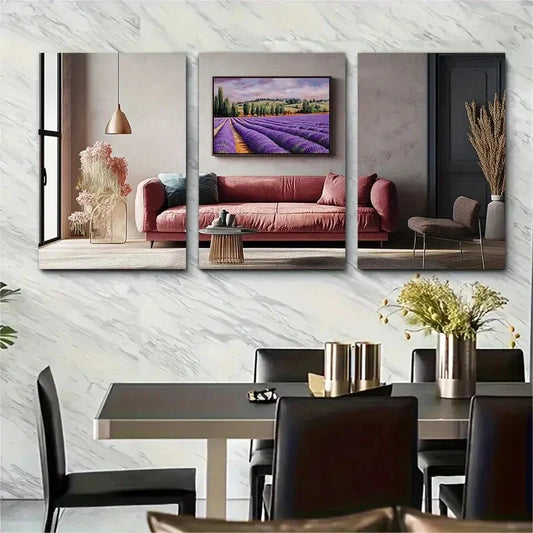 3pcs Provence Lavender Fields French Travel Poster Metal Print Ready to Hang Art