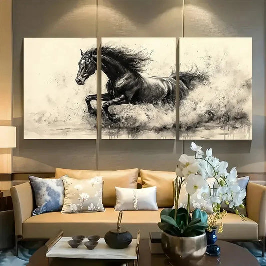 3pcs Amazing Drawn Horse Design Metal Print Ready to Hang Art