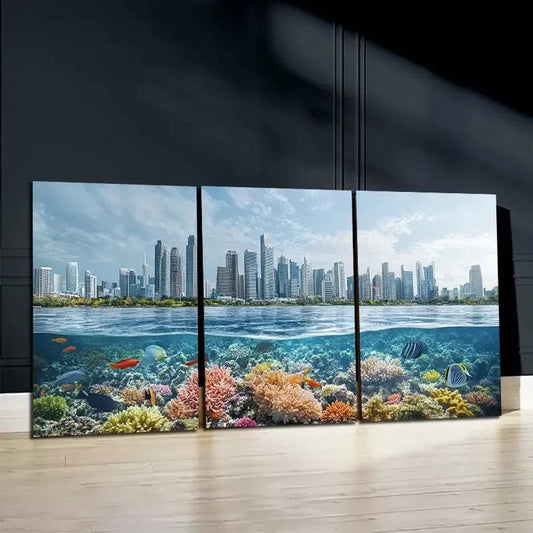 3pcs Ocean City Scene Canvas Framed 40x60cm - High Quality Print 100% Australian Made Wall Canvas Ready to Hang