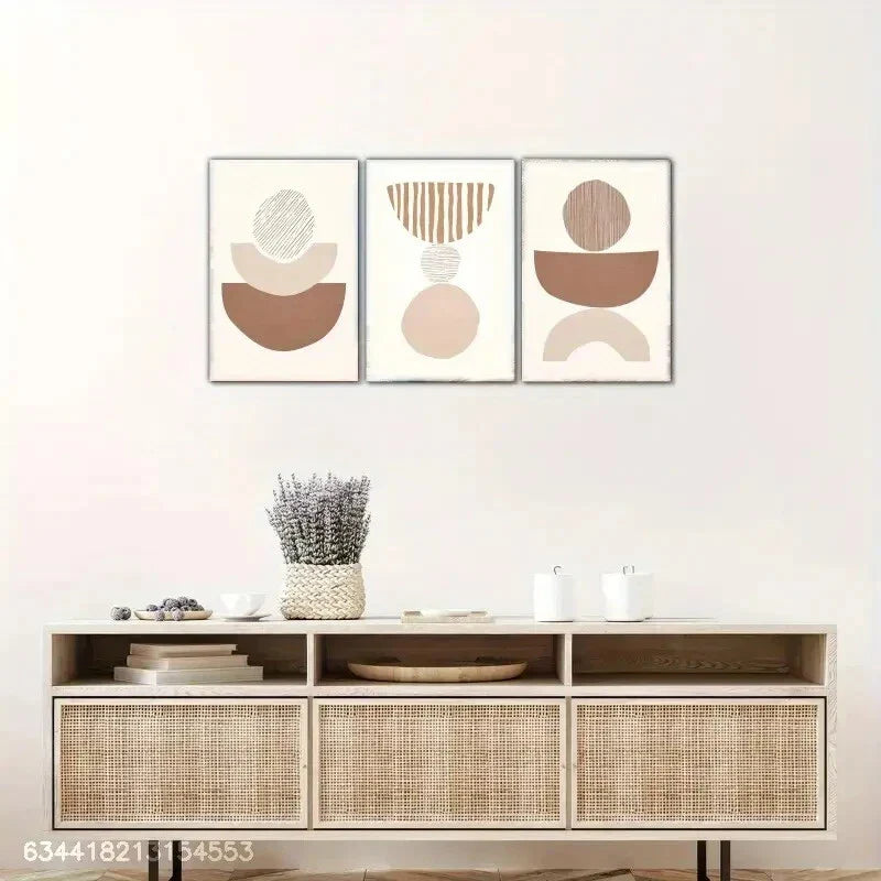 3pcs Geometric Pattern Decorative Poster Metal Print Ready to Hang Art