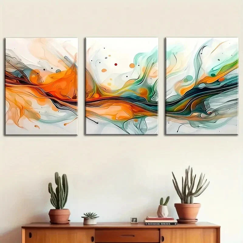 3pcs Abstract Colorful Geometric Decorations Metal Print Ready to Hang Art