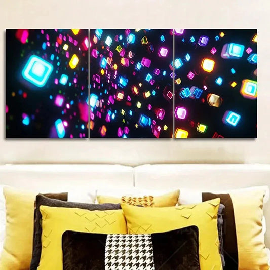 3pcs Colorful neon lights Wall Art Set Canvas Framed 40x60cm - High Quality Print 100% Australian Made Wall Canvas Ready to Hang