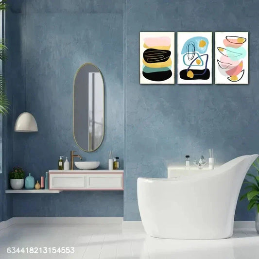 3pcs Geometric Patterns And Lines Decorate Metal Print Ready to Hang Art