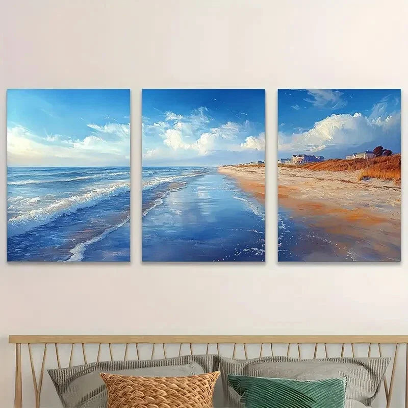 3pcs Oil Painting of Rehoboth Beach Delaware Metal Print Ready to Hang Art