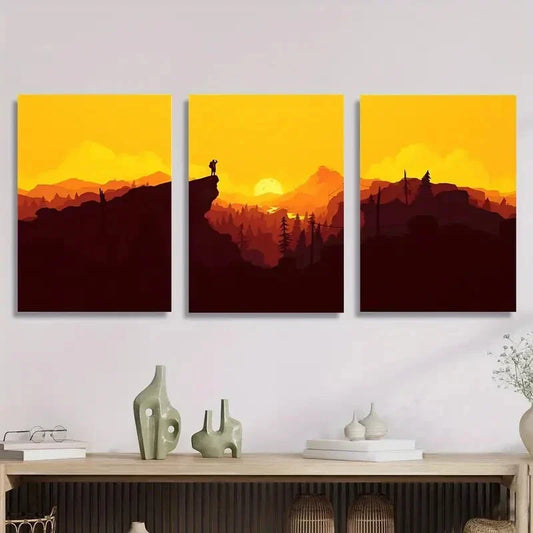 3pcs Travel-Inspired Landscape Painting Metal Print Ready to Hang Art