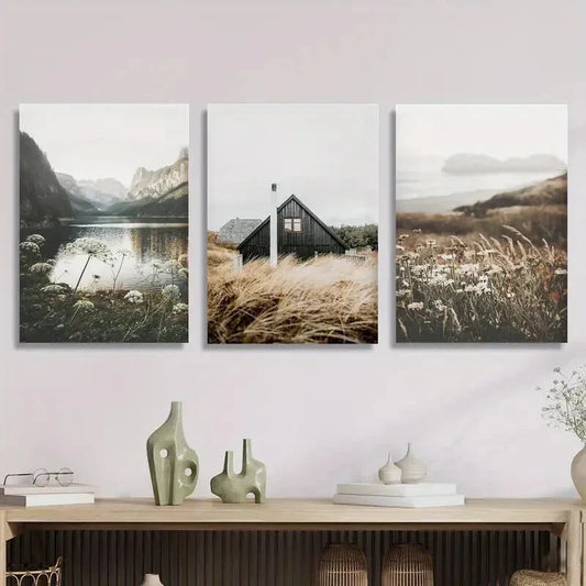 3pcs Natural landscape take a photograph Metal Print Ready to Hang Art