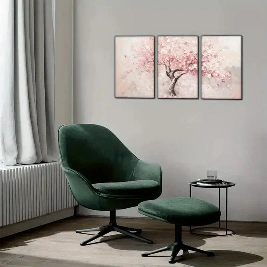 3pcs Pink & White Abstract Botanical Prints Metal Print Ready to Hang Art