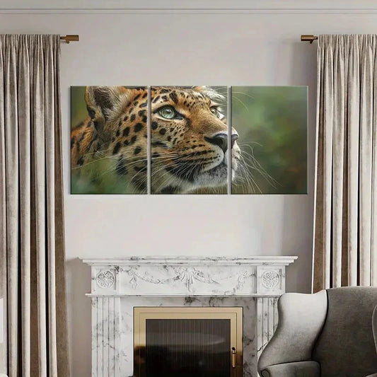 3pcs Leopard Art Wildlife Photography Jungle Theme Metal Print Ready to Hang Art