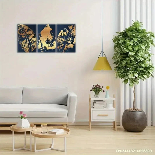 3pcs Botanical Leaf Art Floral Art Decor Poster Metal Print Ready to Hang Art
