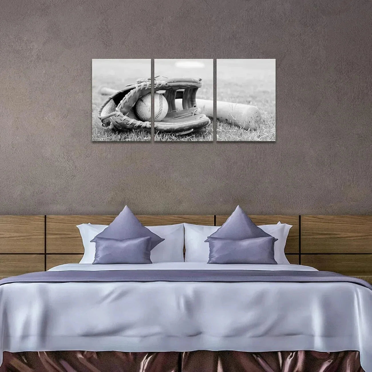 3pcs Vintage Baseball Glove Black & White Metal Print Ready to Hang Art