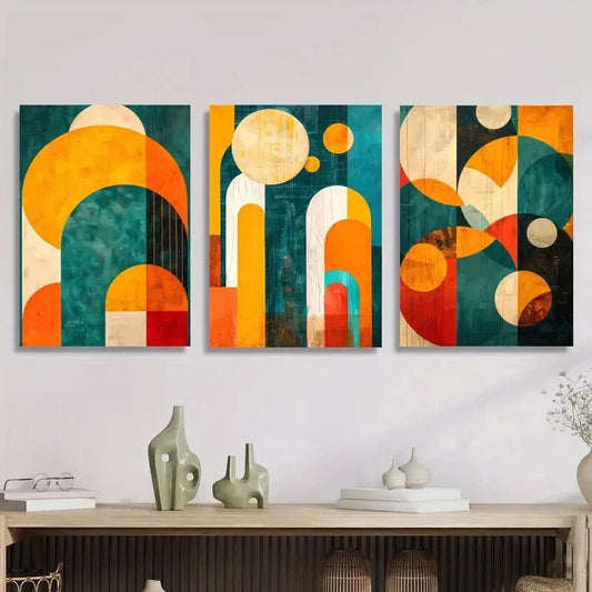 3pcs Abstract geometry, color gradient, Metal Print Ready to Hang Art