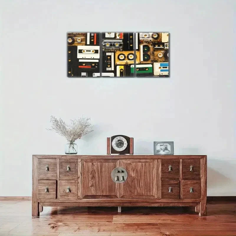 3pcs Vintage Audio Cassette Modern Minimalist Metal Print Ready to Hang Art