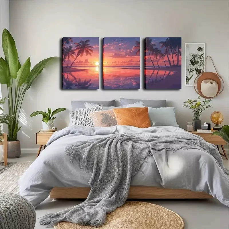 3pcs Casual Romance, Relaxing Beaches Wall Art Set Canvas Framed 40x60cm - High Quality Print 100% Australian Made Wall Canvas Ready to Hang