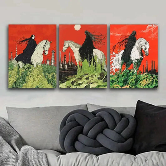 3pcs Lady Liberty, Luxurious Contemporary Metal Print Ready to Hang Art