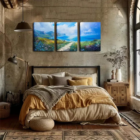 3pcs Spring Shoreline, Fine Wall Art Set Canvas Framed 40x60cm - High Quality Print 100% Australian Made Wall Canvas Ready to Hang