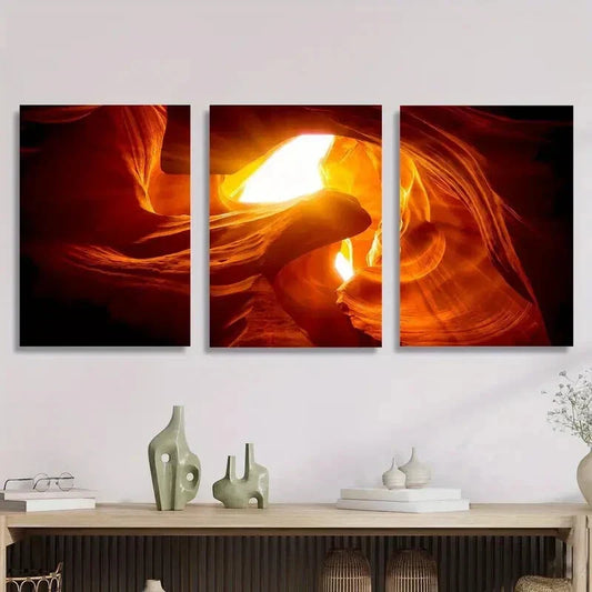 3pcs Antelope Canyon, cave decoration Metal Print Ready to Hang Art