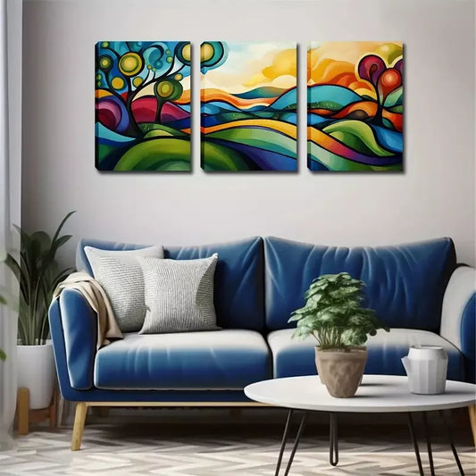 3pcs Abstract and Interesting Mountain Forest Wall Art Set Canvas Framed 40x60cm - High Quality Print 100% Australian Made Wall Canvas Ready to Hang